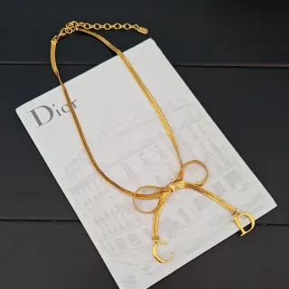 Collier Dior Chaîne de Serpent Nœud Papillon Or