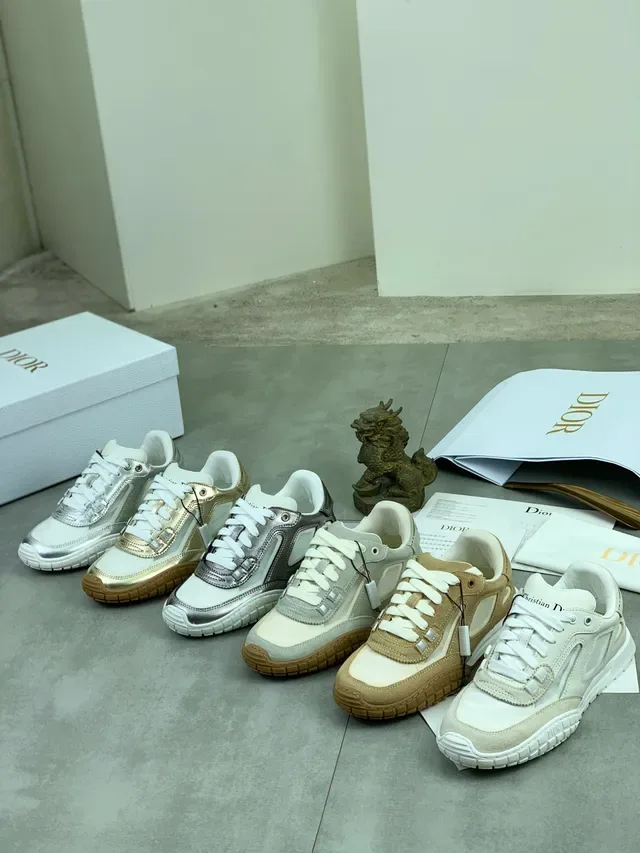 Dior Gray Beige Layered Suede And Mesh Upper Gum Rubber Outsole Lifestyle Sneakers 2