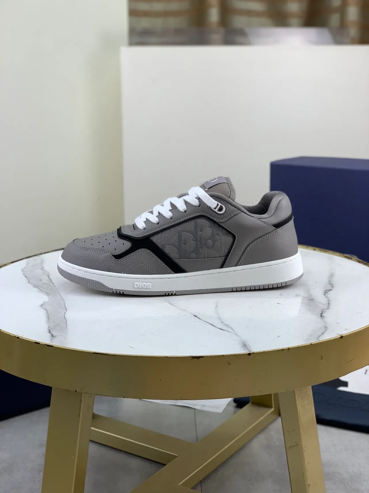 Dior Gray White Low-Top Embossed Monogram Lifestyle Sneakers 6