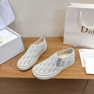 Sneakers lifestyle Dior gris et blanc slip-on monogram jacquard