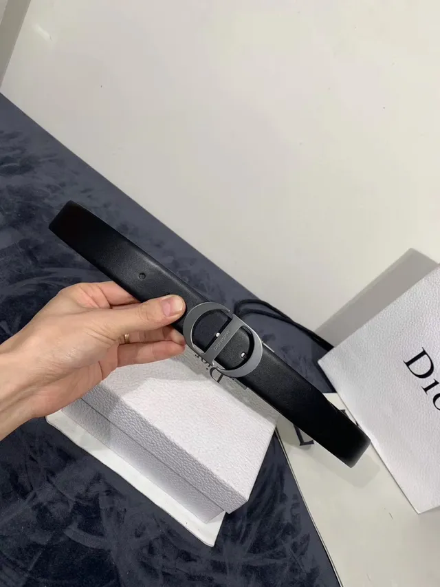 Dior Homme D-Shaped Buckle Black Leather Belt 2