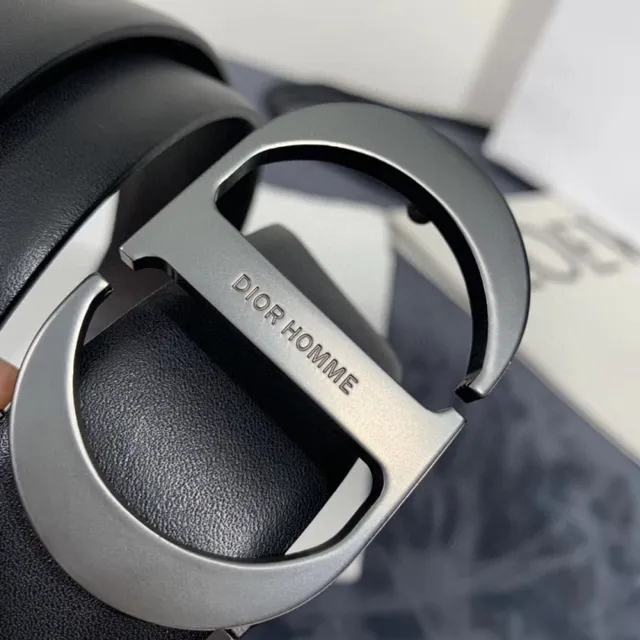 Dior Homme D-Shaped Buckle Black Leather Belt 4
