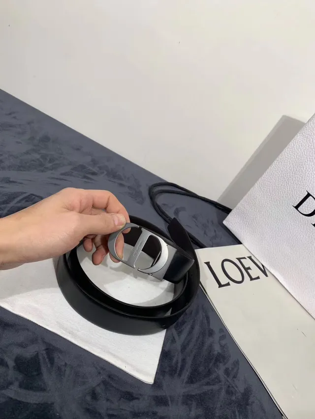 Dior Homme D-Shaped Buckle Black Leather Belt 5
