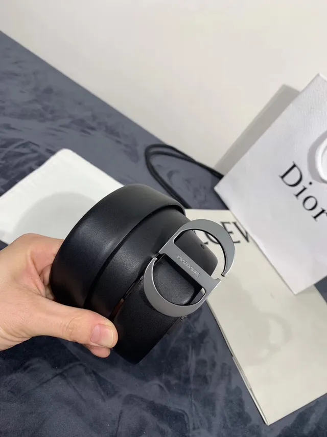 Dior Homme D-Shaped Buckle Black Leather Belt 6