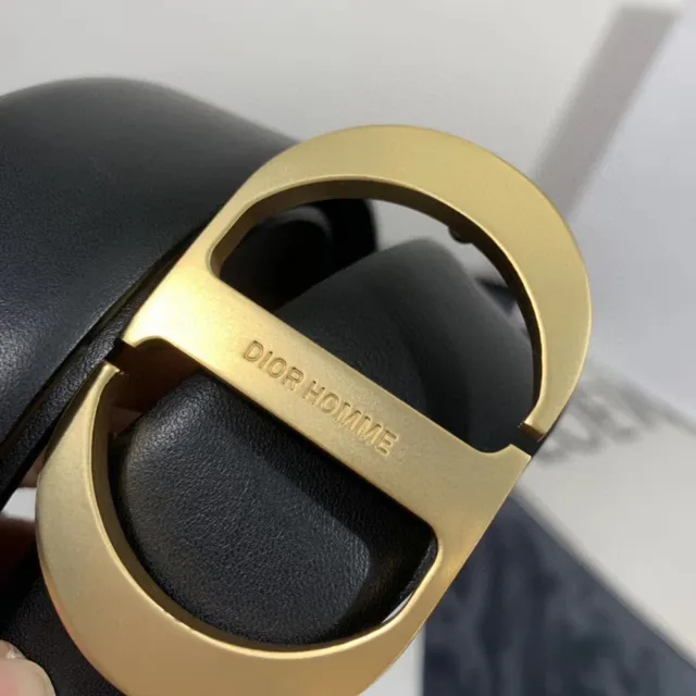 Dior Homme D-Shaped Buckle Black Leather Belt 10