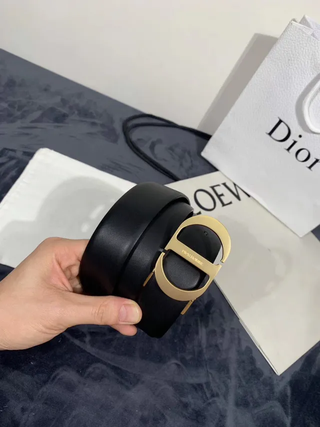 Dior Homme D-Shaped Buckle Black Leather Belt 12