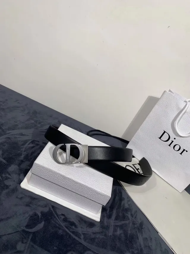 Dior Homme D-Shaped Buckle Black Leather Belt 15