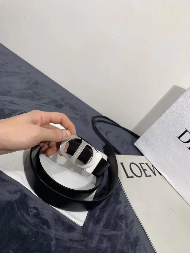 Dior Homme D-Shaped Buckle Black Leather Belt 16