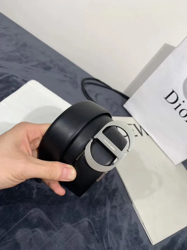 Dior Homme D-Shaped Buckle Black Leather Belt 17