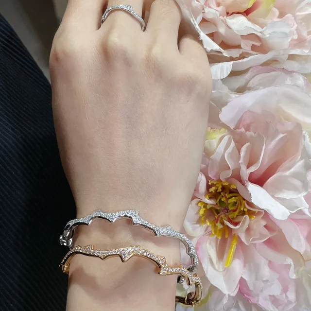 Dior Irregular Openwork Pavé Crystal Dual-Tone Bracelets 7