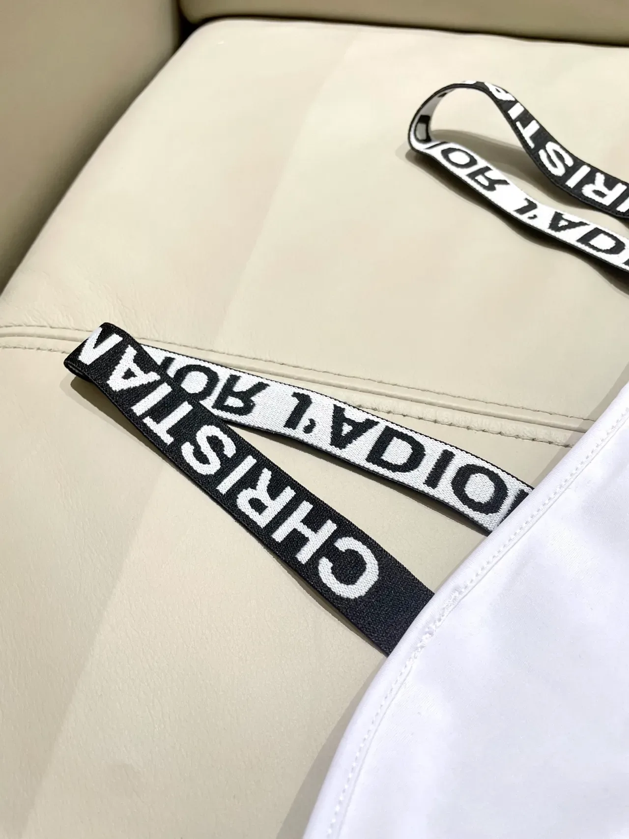 Dior J'adore White Bandeau Top and High-Waisted Briefs Swimwear 3