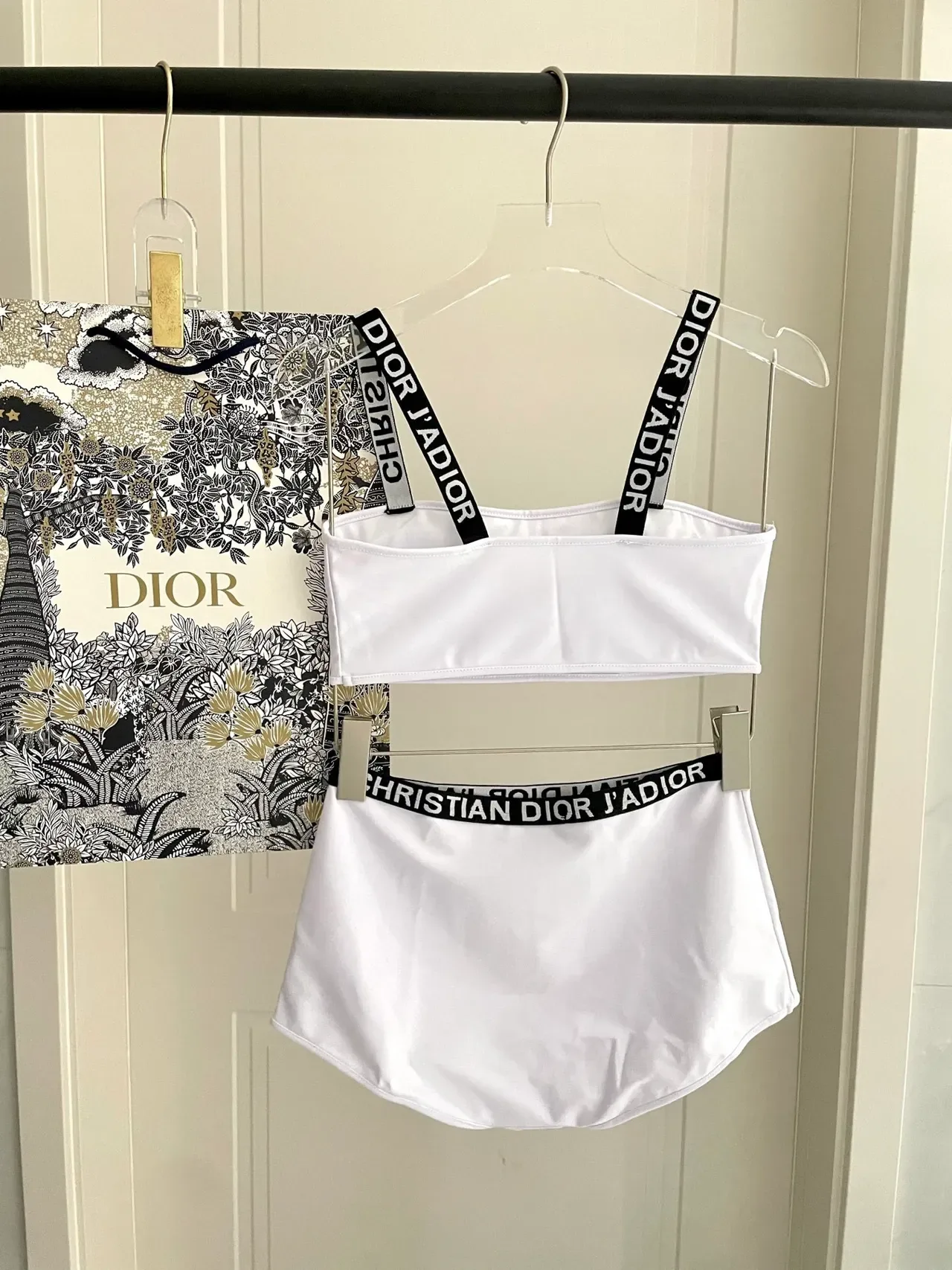 Dior J'adore White Bandeau Top and High-Waisted Briefs Swimwear 6