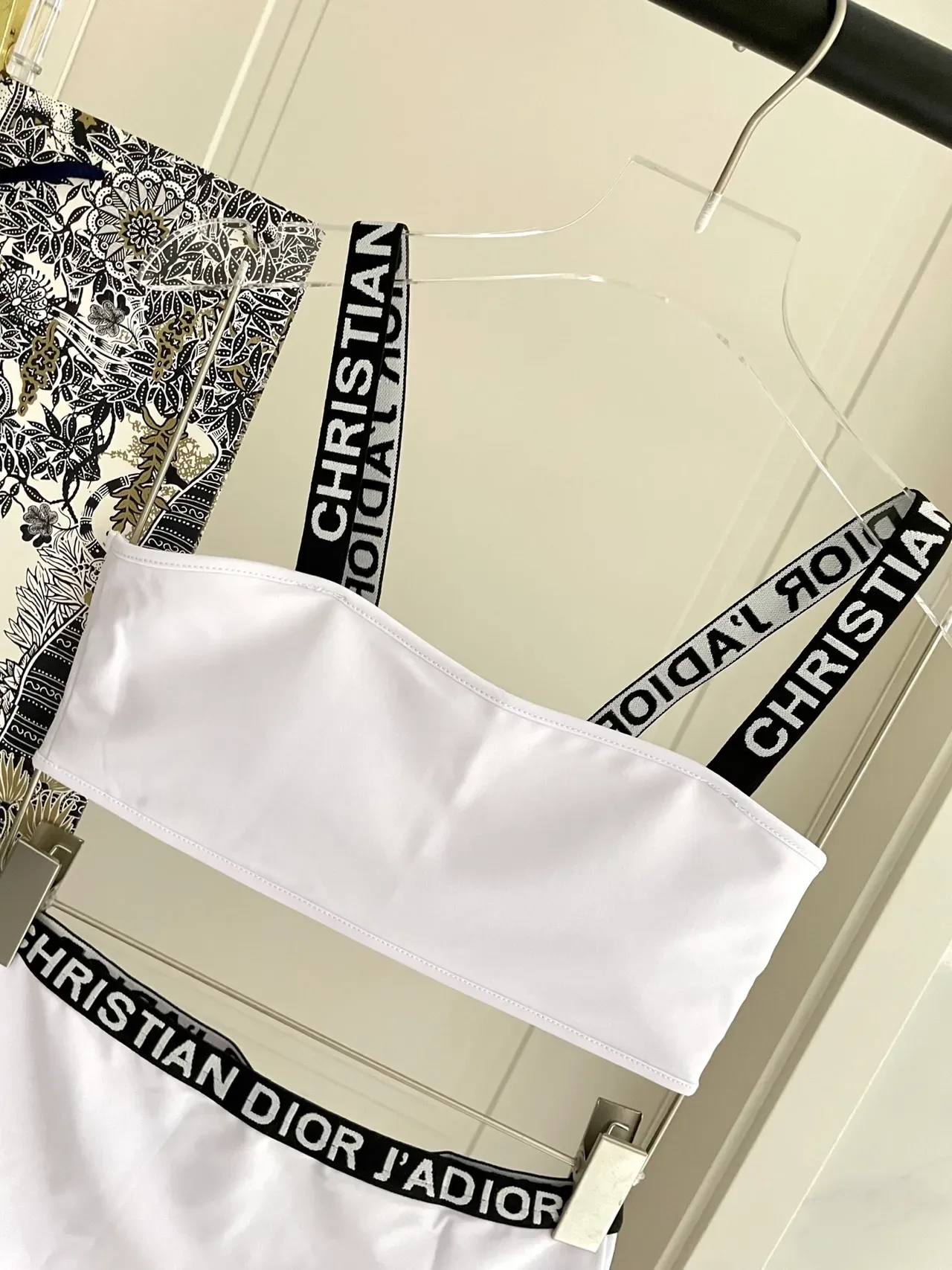 Dior J'adore White Bandeau Top and High-Waisted Briefs Swimwear 8