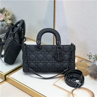 Dior Lady Black Quilted Cannage Top-Handle Handbag