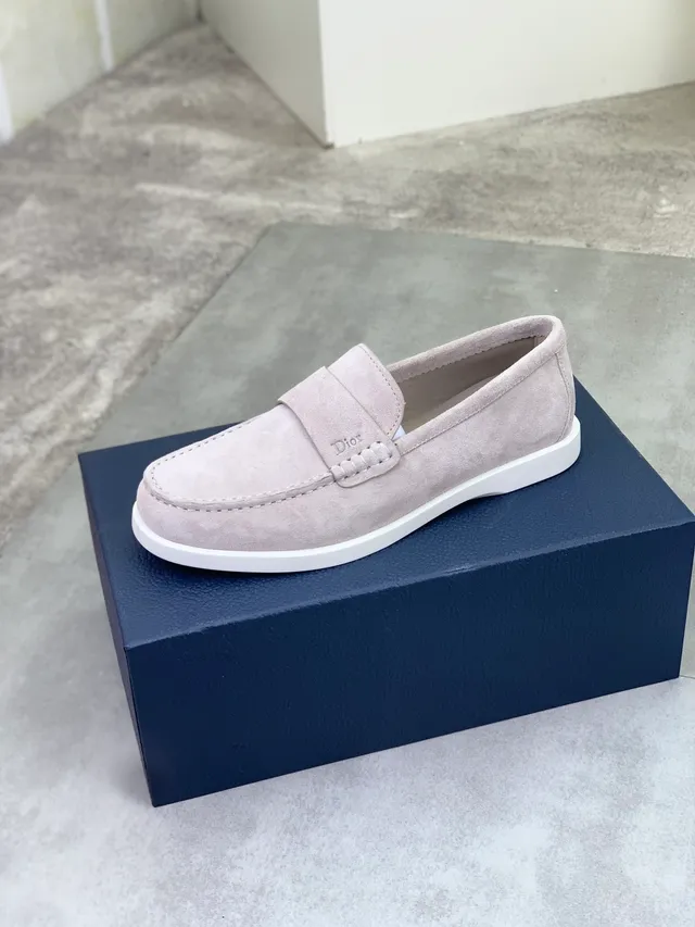Dior Loafer Beige White Suede Upper Moc-Toe Stitching Loafer 4