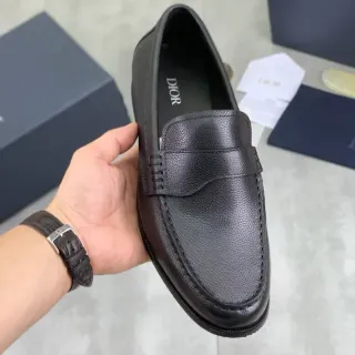 Dior Loafer Black Pebbled Leather Penny Strap Loafer