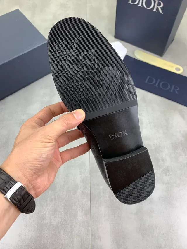 Dior Loafer Black Pebbled Leather Penny Strap Loafer 2