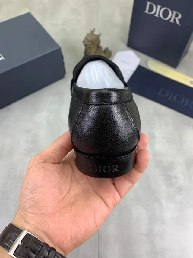 Dior Loafer Black Pebbled Leather Penny Strap Loafer 3