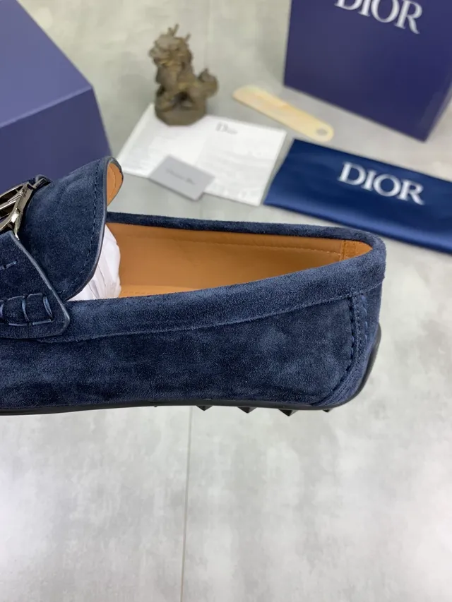 Dior Daim Bleu Marine CD Buckle Slip-On Loafers 4