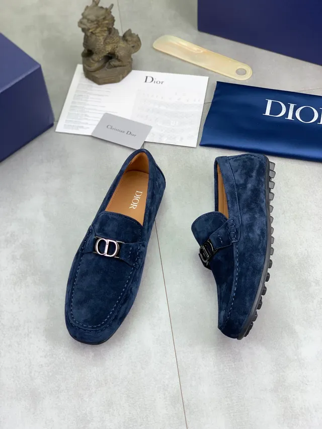 Dior Daim Bleu Marine CD Buckle Slip-On Loafers 5