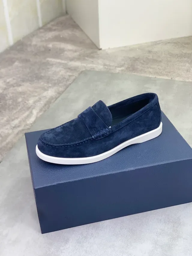 Dior Loafer Navy White Suede Upper Penny Strap Loafer 4