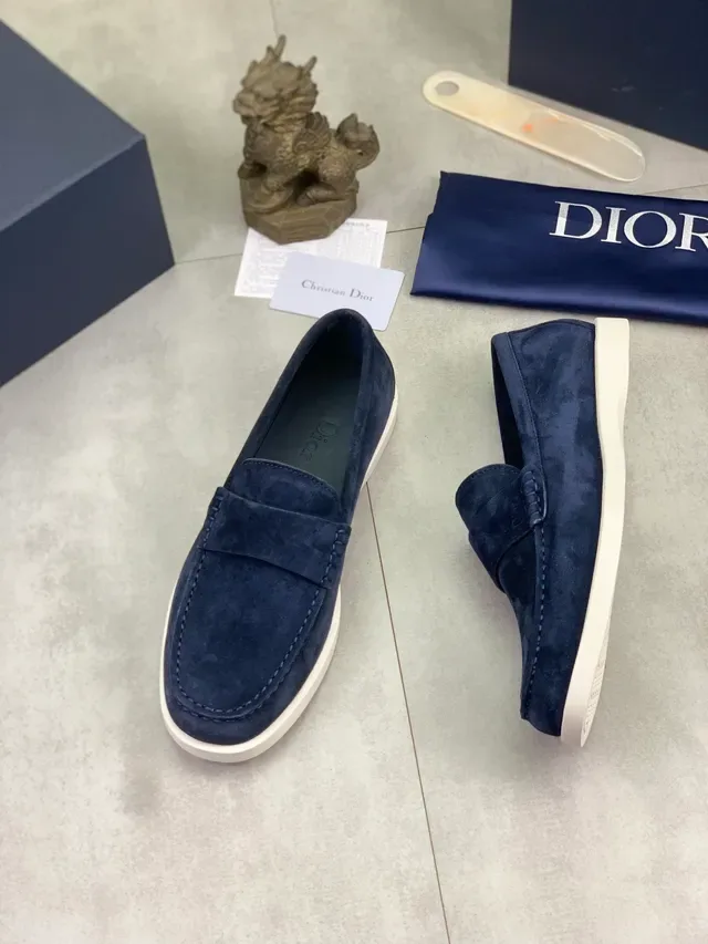 Dior Loafer Navy White Suede Upper Penny Strap Loafer 5