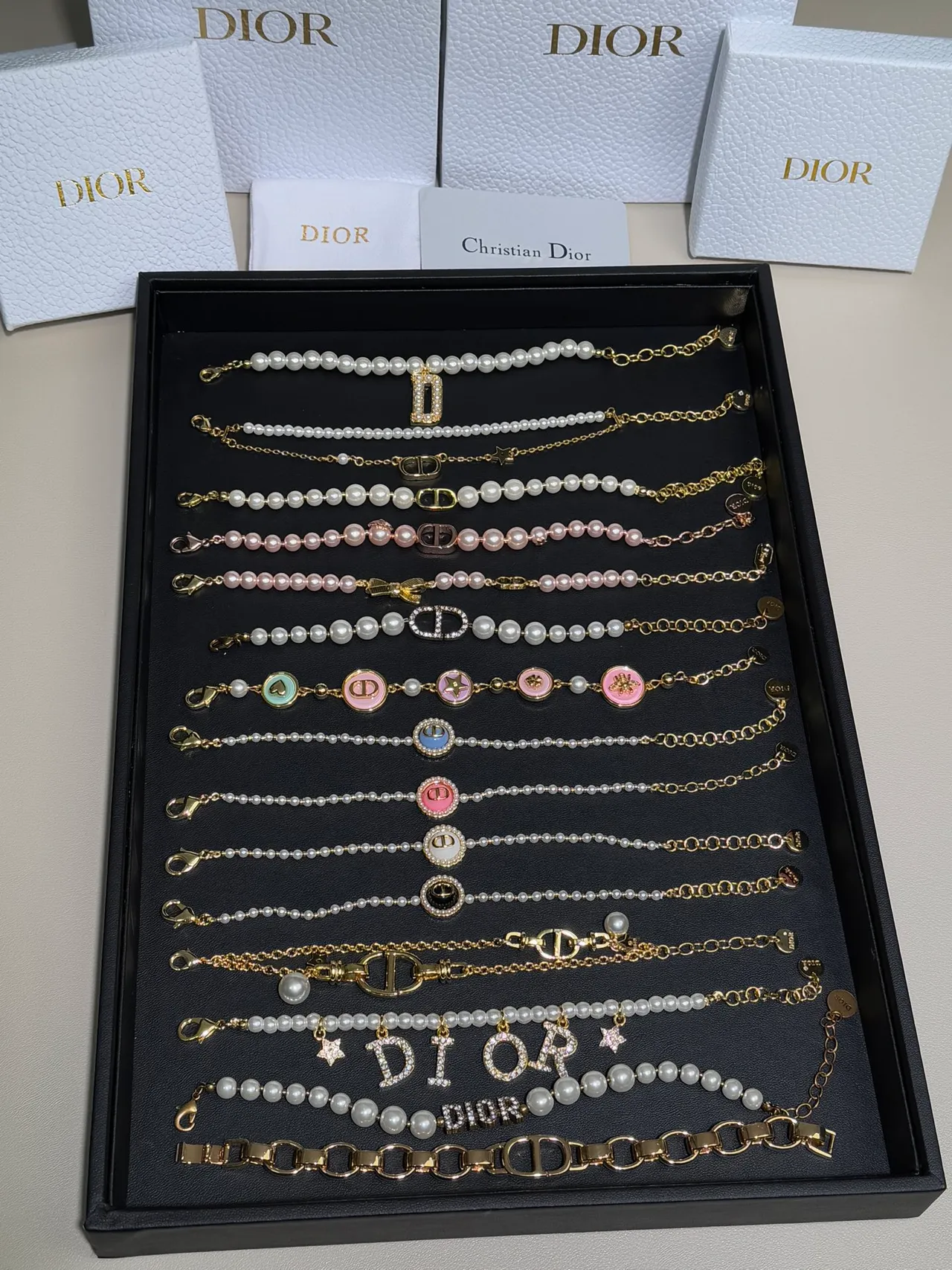 Dior My / Rose des Vents Or Multicolore Bracelet Chaîne de Perles 1