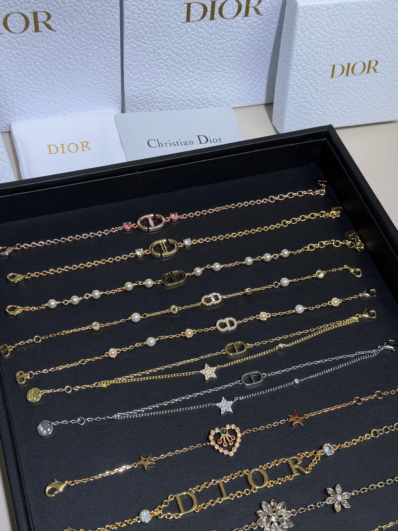 Dior My / Rose des Vents Or Multicolore Bracelet Chaîne de Perles 2