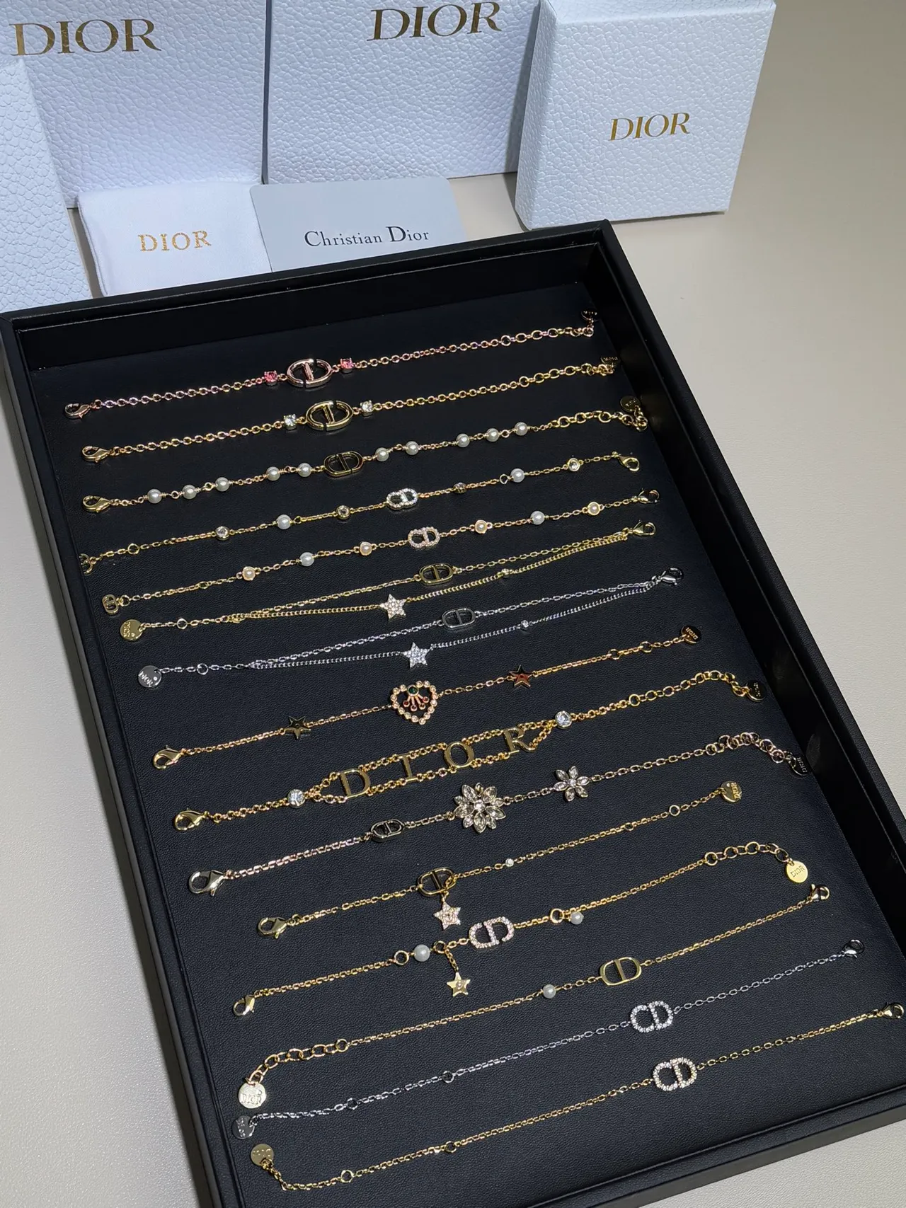 Dior My / Rose des Vents Or Multicolore Bracelet Chaîne de Perles 4