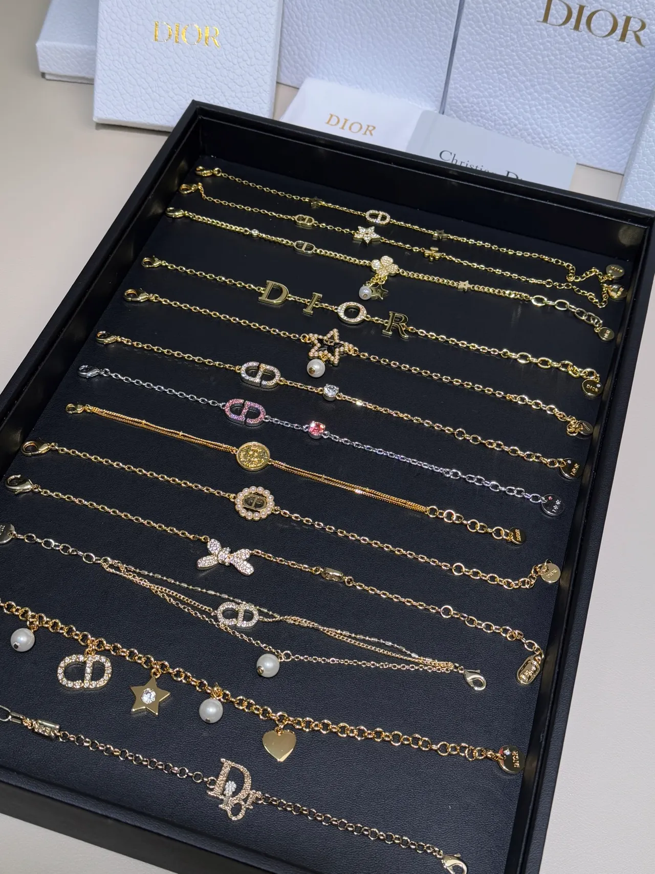 Dior My / Rose des Vents Or Multicolore Bracelet Chaîne de Perles 7