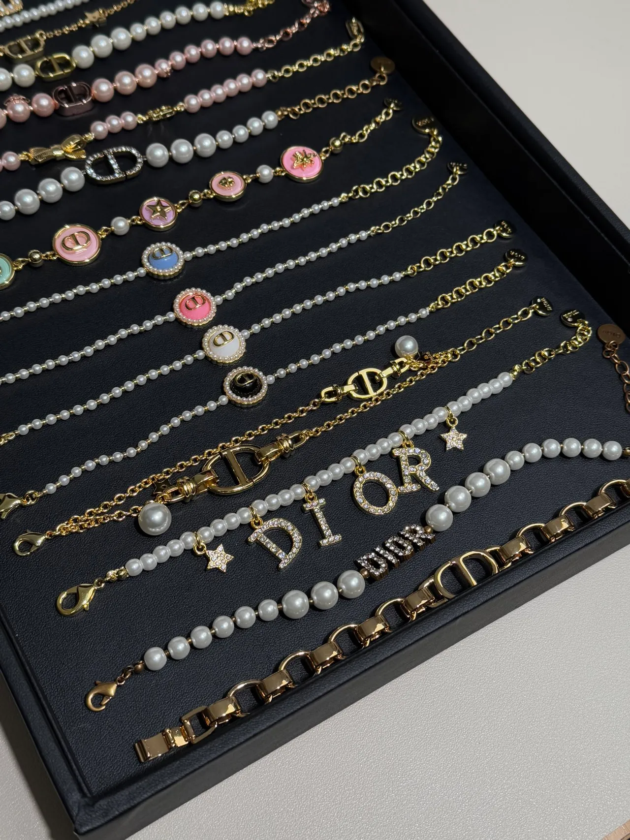 Dior My / Rose des Vents Or Multicolore Bracelet Chaîne de Perles 8