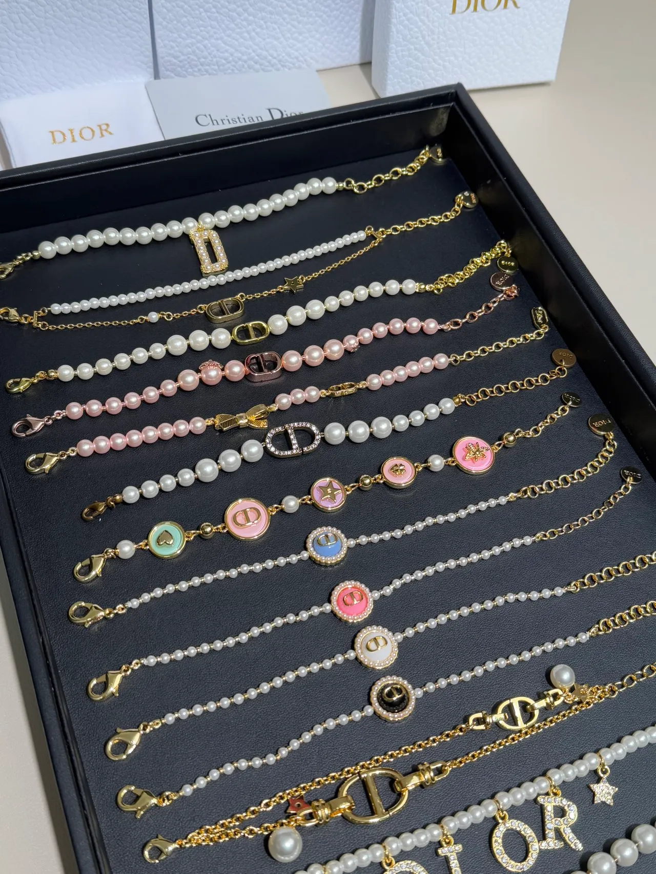 Dior My / Rose des Vents Or Multicolore Bracelet Chaîne de Perles 9