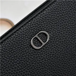Dior Oblique Sac de poignet en cuir noir monogrammé structuré rectangulaire silhouette 6