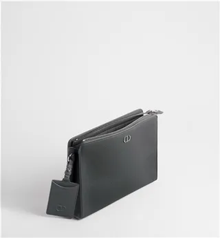 Dior Oblique Sac de poignet en cuir noir monogrammé structuré rectangulaire silhouette 12