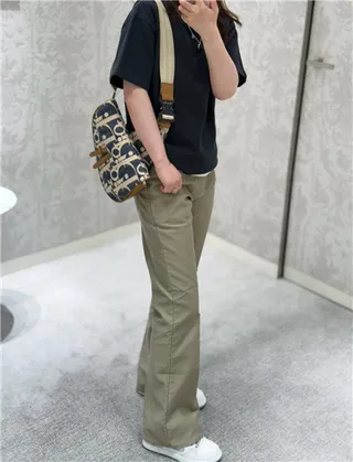 Dior Saddle Navy Beige Monogrammed Canvas Tan Leather Trim 马鞍包 11