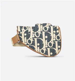 Dior Saddle Navy Beige Monogrammed Canvas Tan Leather Trim 马鞍包 13