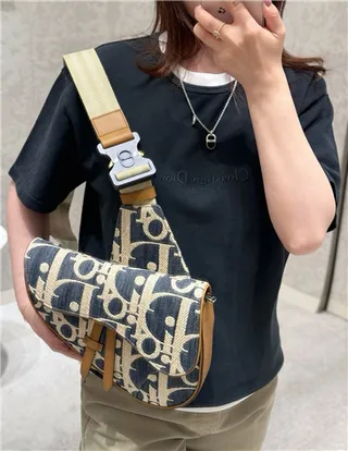 Dior Saddle Navy Beige Monogrammed Canvas Tan Leather Trim 马鞍包 15