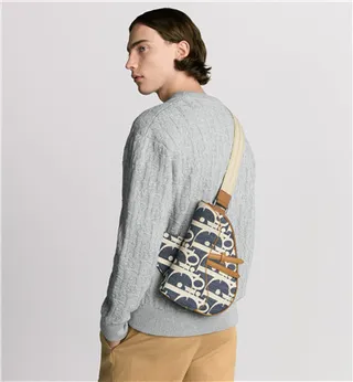 Dior Saddle Navy Beige Monogrammed Canvas Tan Leather Trim 马鞍包 18