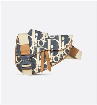 Dior Saddle Navy Beige Monogrammed Canvas Tan Leather Trim 马鞍包 19