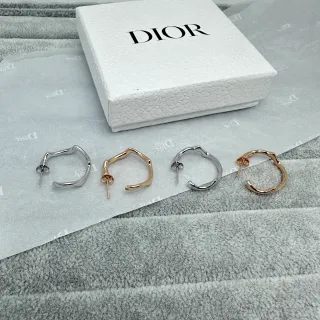Dior Silver Gold Asymmetrical Organic Hoop Textured Irregular Outline Earrings