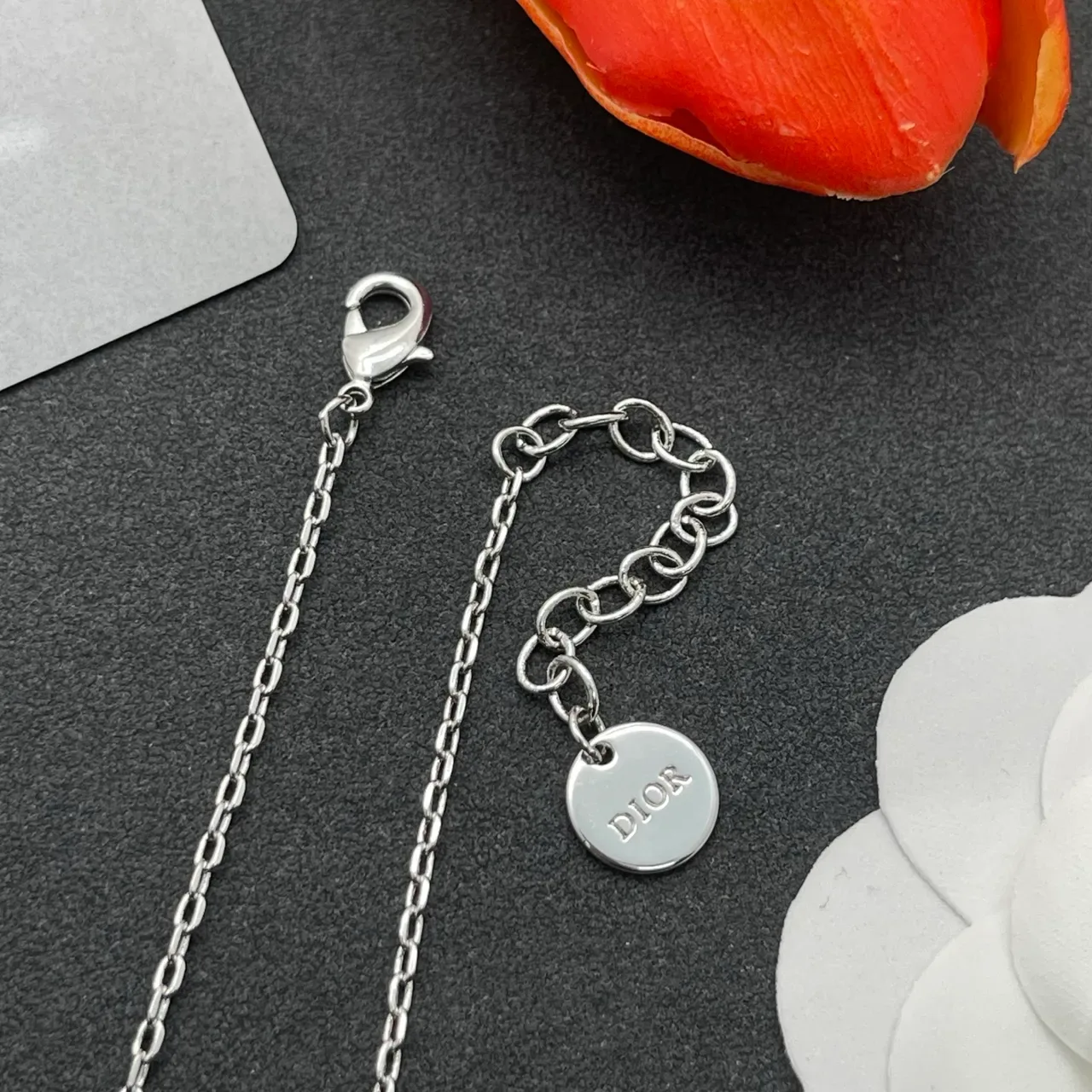 Dior Silver Multicolor Chain Crystal-Embellished CD Charm Bracelet 6