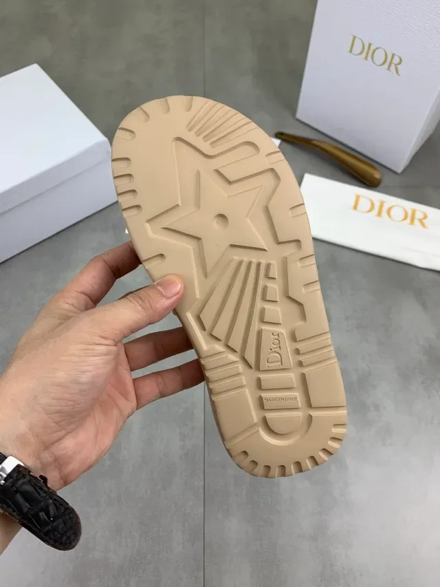 Dior Slide Bege Rosa Larga Alça com Marca Palmilha acolchada Sandálias 2