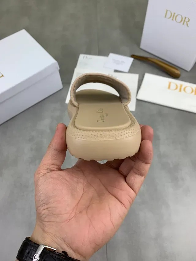 Dior Slide Bege Rosa Larga Alça com Marca Palmilha acolchada Sandálias 3