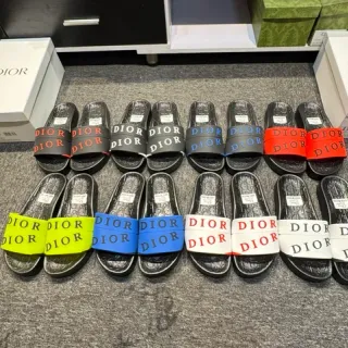 Dior Slide Multicolor Logo Strap Slippers