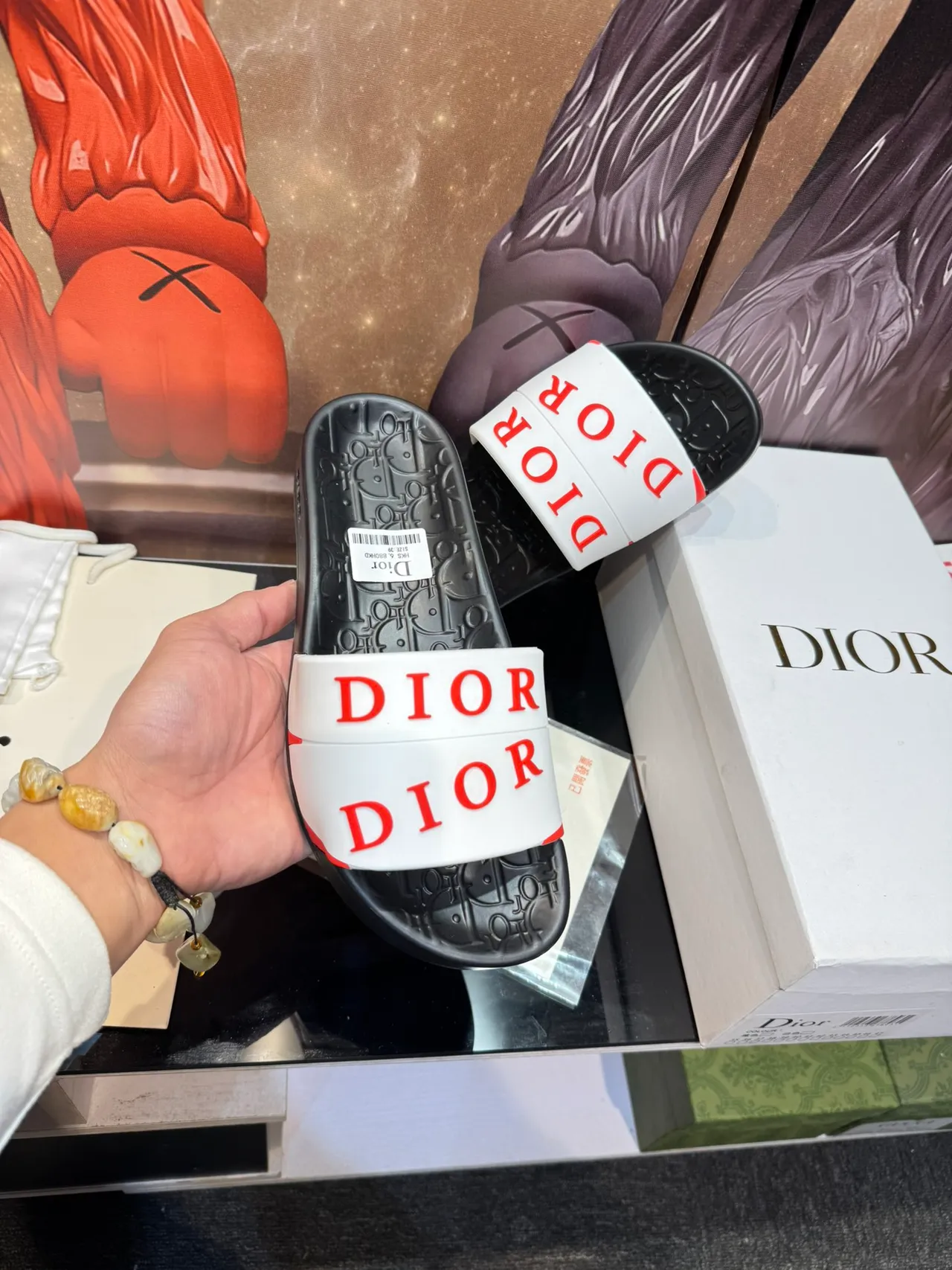Dior Slide Multicolor Logo Strap Slippers 5
