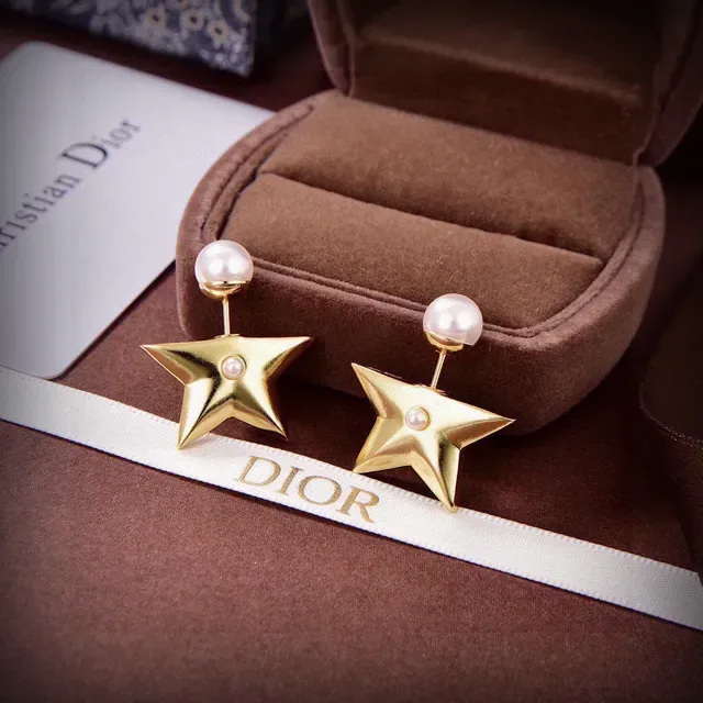 Dior Star Pearl Gold-Tone Earrings 6