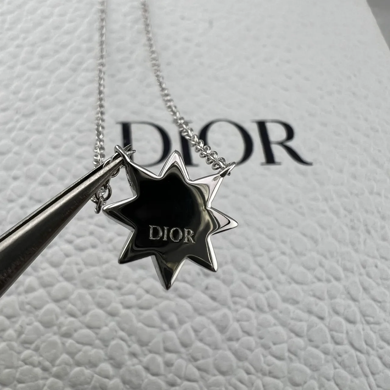 Dior Star Pendant Gold Silver Central Clear Stone Necklace 3