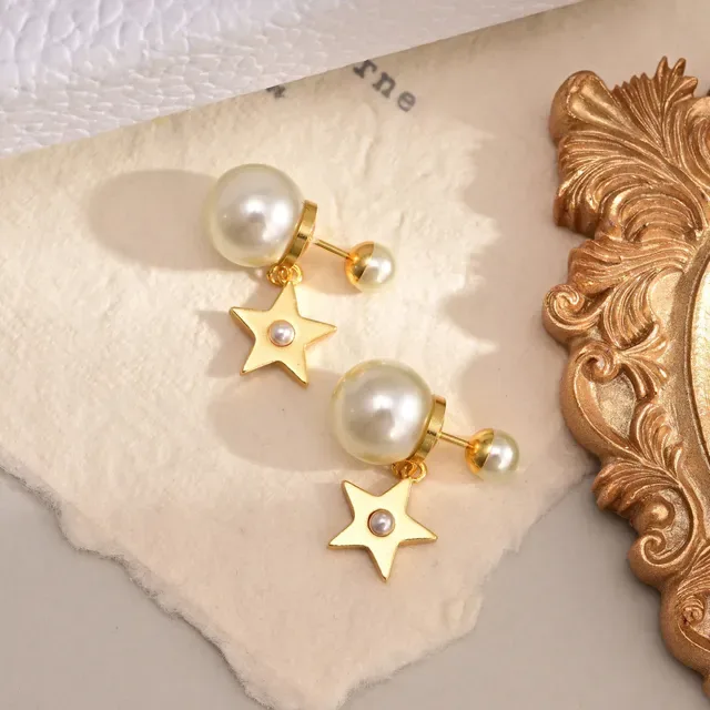 Dior Tribales Brincos de metal dourado e pérolas de resina branca 4