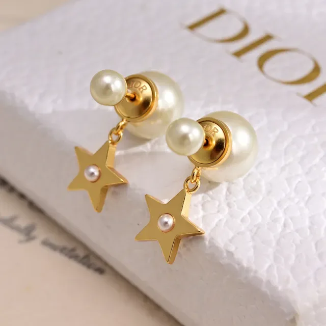 Dior Tribales Brincos de metal dourado e pérolas de resina branca 6