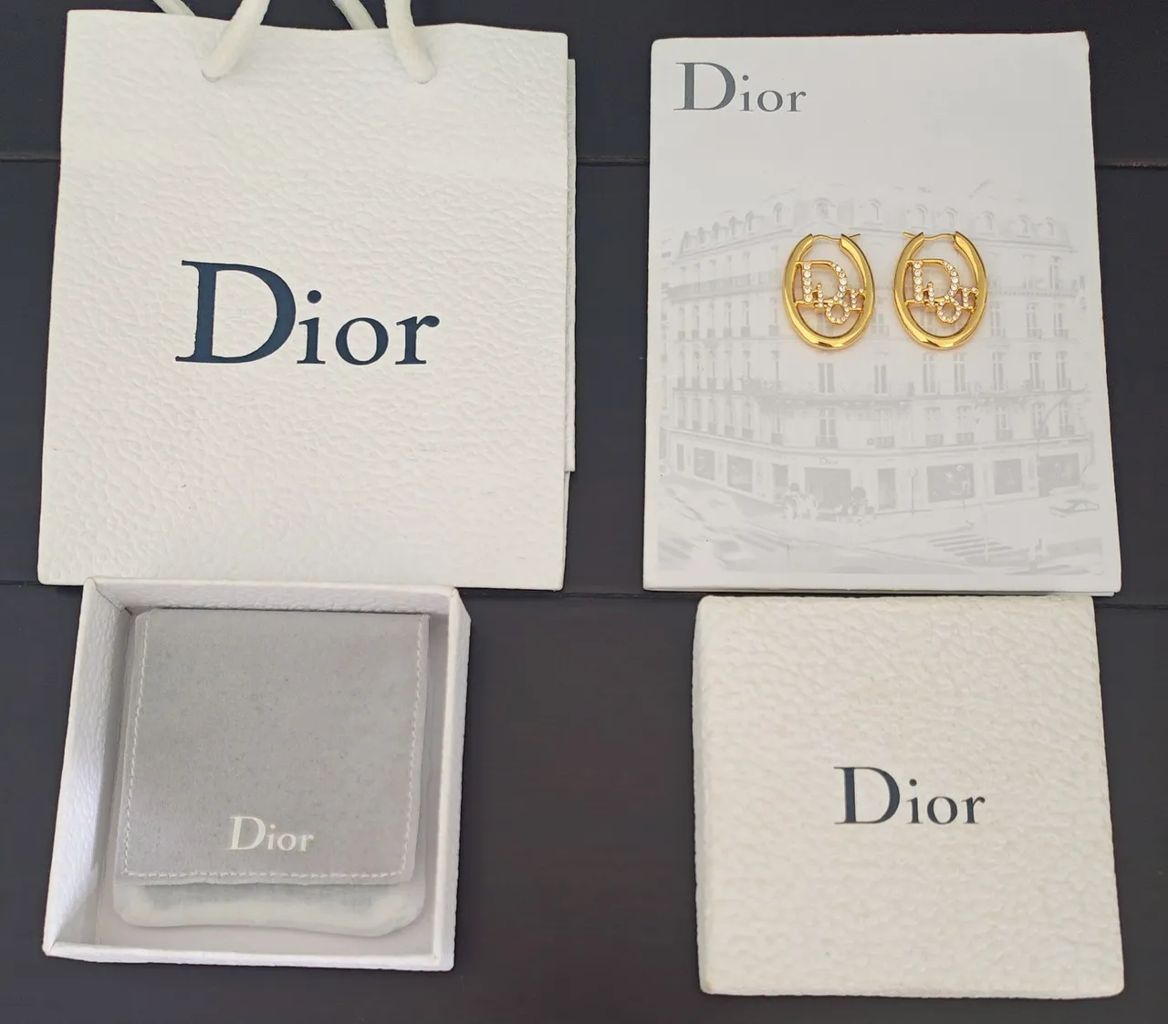 Dior Tribales Gold Transparent Oval Hoops Crystal-Pavé Monogram Earrings 5